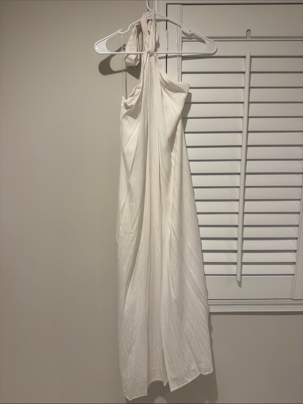 Peppermayo Ivory One-Shoulder Halter Maxi Dress